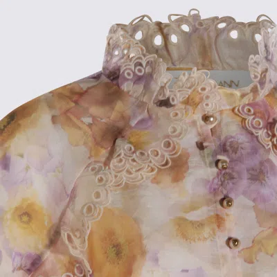Zimmermann Printed Linen Blend Memento Shirt In Multi
