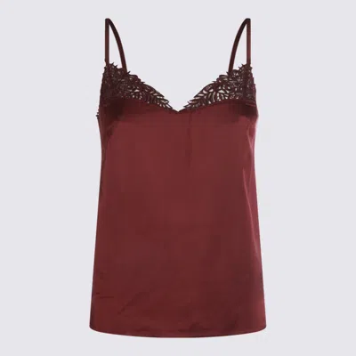 Twinset Top En Satin Avec Dentelle In Red