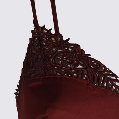 Twinset Top En Satin Avec Dentelle In Red