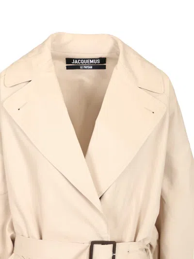 Jacquemus Trapezi Trench Coat Coats White In Neutral