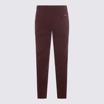Incotex Red Cotton Pants In Burgundy