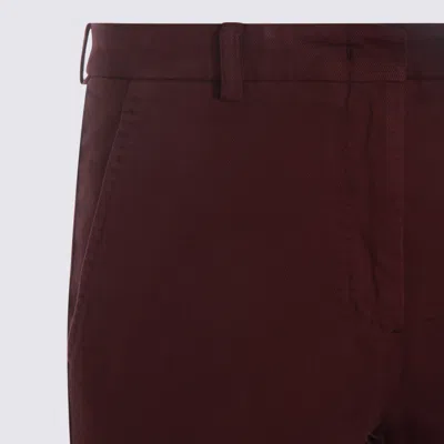 Incotex Red Cotton Pants In Burgundy