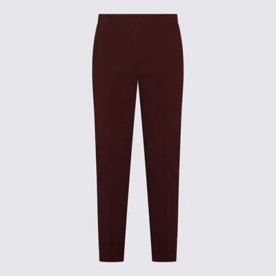 Incotex Red Cotton Pants In Burgundy