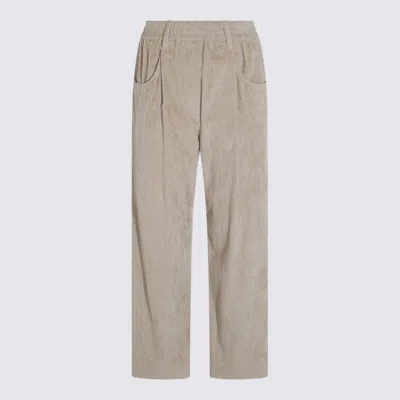 Brunello Cucinelli Women Beige Corduroy Baggy Trousers In Neutral