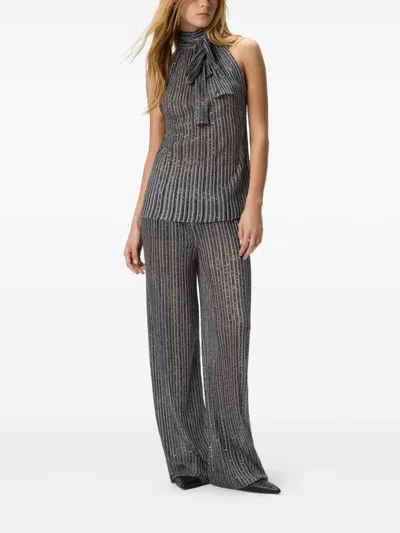 Missoni Metallic Striped Wide-leg Trousers In Gray