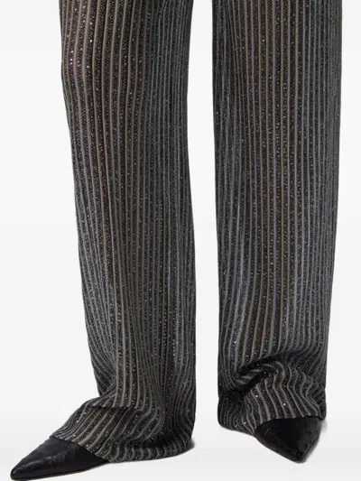 Missoni Metallic Striped Wide-leg Trousers In Gray