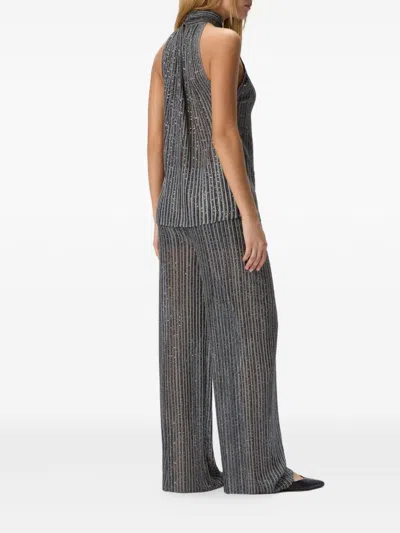 Missoni Metallic Striped Wide-leg Trousers In Gray