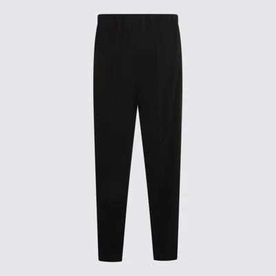 Issey Miyake Ns Coke Gray Compleat Pleated Knitted Trousers In Black