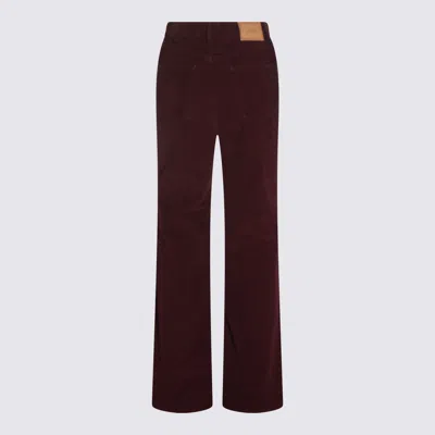 Twinset Relaxed Fit Corduroy Trousers Pockets In Burgundy