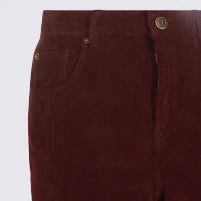 Twinset Relaxed Fit Corduroy Trousers Pockets In Burgundy