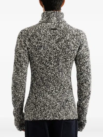 Dolce & Gabbana Two-tone Wool Blend Sweater In White