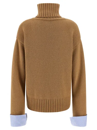 Maison Jejia Vichy Cuffs Sweater Sweaters And Cardigans Beige In Brown