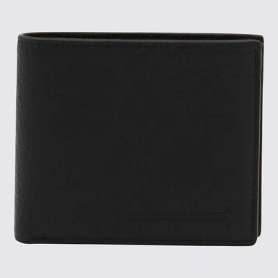 Tom Ford Black Bi-fold Wallet With Eobossed Logo Lettering On The Rear In Leather Man In Black