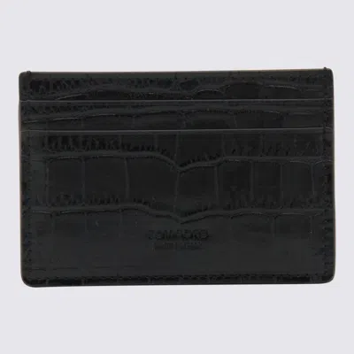 Tom Ford Black Leather Card Holder In Black