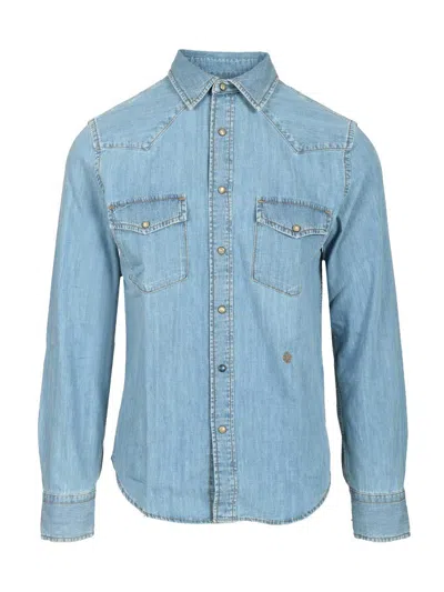 Jacob Cohen Button-down Collar Long Sleeve Denim Shirt In Blue