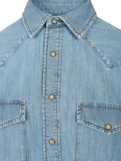Jacob Cohen Button-down Collar Long Sleeve Denim Shirt In Blue