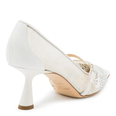 Jimmy Choo Aren 65 Tkw Mesh And Leather Pumps With Crystal Appliques In White