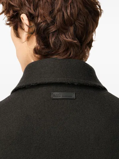 Ami Alexandre Mattiussi Wool Jacket With Long Sleeves And Buttoned Cuffs In Black