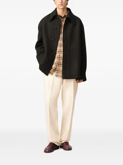 Ami Alexandre Mattiussi Wool Jacket With Long Sleeves And Buttoned Cuffs In Black