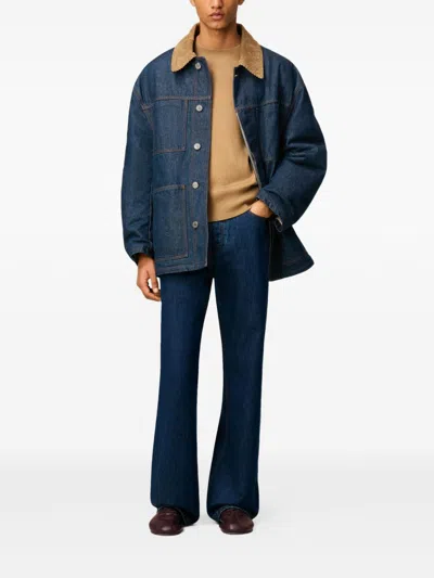 Ami Alexandre Mattiussi Ami Paris Indigo Blue Cotton Padded Worker Jacket In Blue