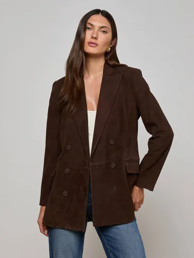 L'agence Aimee Oversized Suede Blazer In Brown