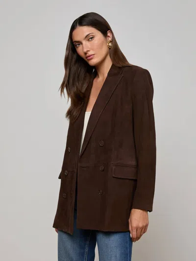 L'agence Aimee Oversized Suede Blazer In Brown