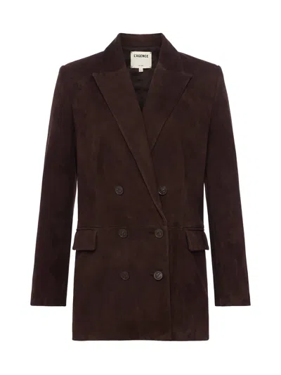 L'agence Aimee Oversized Suede Blazer In Brown