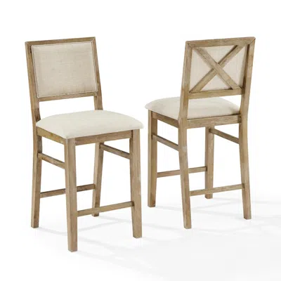 Crosley Furniture Joanna 2-piece Upholstered Counter Height Bar Stool Set In Brown