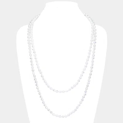 Fashnzfab Faceted Beaded Wrap Around Long Necklace In Silver