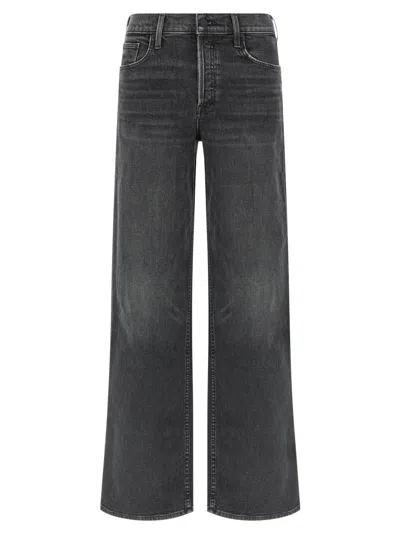 Mother Wide-leg Jeans With Five Pockets And Belt Loops In Black