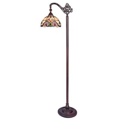 Chloelighting Cooper Tiffany-style 1 Light Reading Floor Lamp 11" Wide In Multi