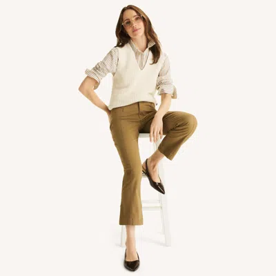Nautica Womens Mid-rise Demi Bootcut Sateen Pant In Brown