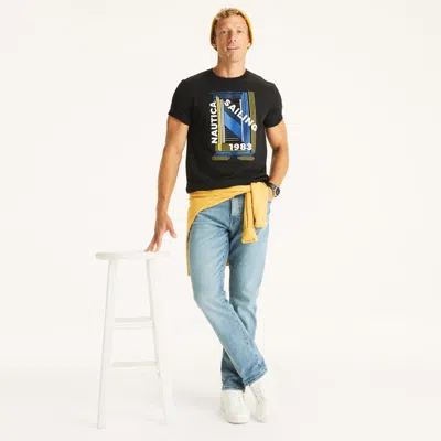 Nautica Mens Sailing 1983 Graphic T-shirt In Black