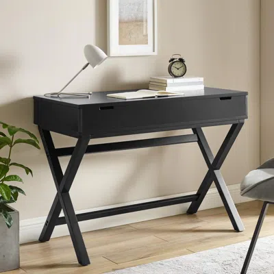 Linon Peggy Lift Top Desk, Black In Black