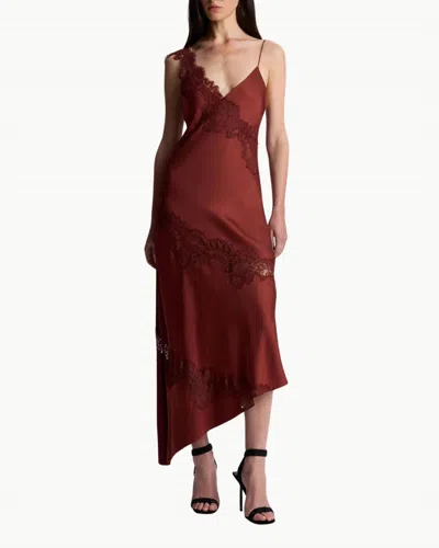 A.l.c Stella Satin And Lace Midi Dress In Bosco In Red