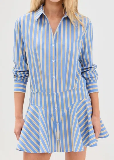 Saylor Naeem Shirt Dress Blue/yellow In Blue