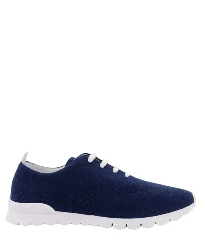 Kiton Deep Blue Knitted Sneakers In Blue