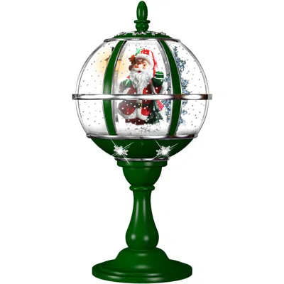 Christmas Time Ct 23"h Tabletop Snowy Santa Globe In Green