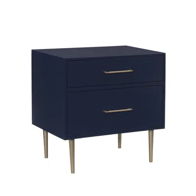 Linon Gloria Two Drawer Night Stand Navy In Blue