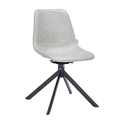Leisuremod Markley Modern Leather Swival Dining Chair With Metal Legs In Light Grey In Gray