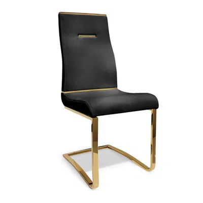 Creative Images Dining Chair, Black Seat With Brushed Gold Base, Set Of 2 In Black