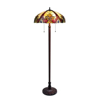 Chloelighting Adia Tiffany-style Dark Bronze 2-light Victorian Floor Lamp 18" Shade In Multi