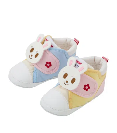 Miki House Bunny Appliqué Sneakers In White