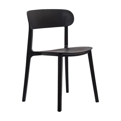 Flash Furniture Dover Stacking Patio Chair With Curved Backrest In Black In Black