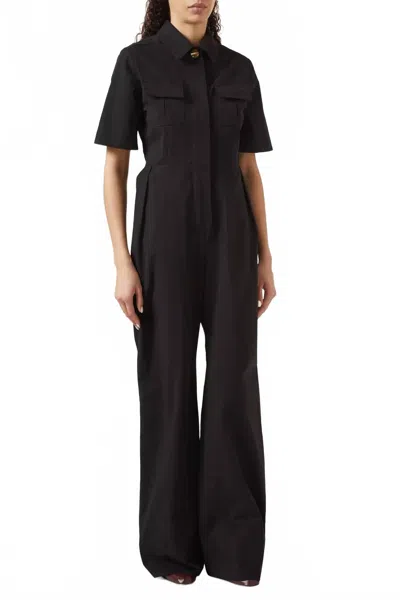 Matthew Bruch Cargo Open Back Jumpsuit In Black In Black