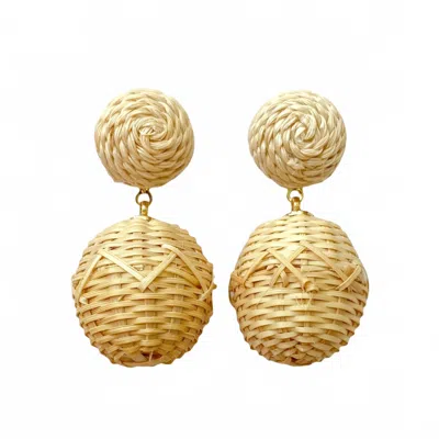 M Donohue Collection Women's Grace Rattan Earrings In Beige In Gold