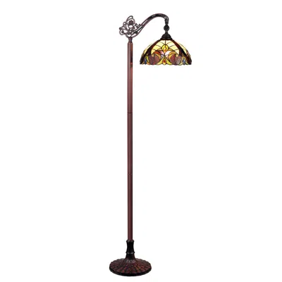 Chloelighting Adia Tiffany-style Dark Bronze 1-light Victorian Reading Floor Lamp 11" Shade In Multi