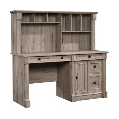 Sauder Palladia Computer Desk With Hutch, Split Oak Finish In Brown