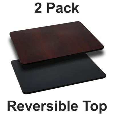 Flash Furniture 2 Pk. 24'' X 42'' Rectangular Table Top With Black Or Mahogany Reversible Top In Brown