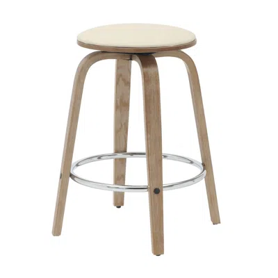 Leisuremod Wooden Counter Stool Pelya Collection Modern Style Washed Walnut Color In Taupe In Brown